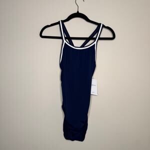 Dolfin Reliance One Piece Swimsuit Womens US 36 Navy Racing Training Swim NWT